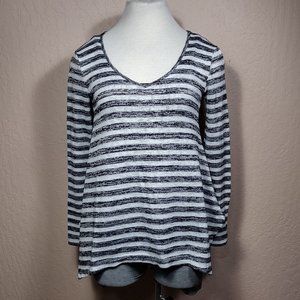 Black & White Striped Asymmetric Long Sleeve Tunic